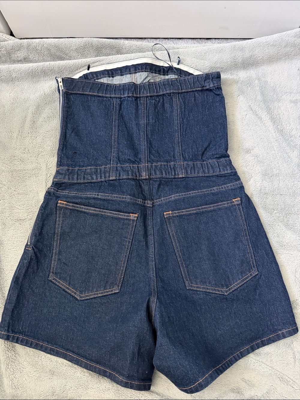 Abercrombie Strapless Dark Blue Denim Shorts Romper - Picture 2 of 2